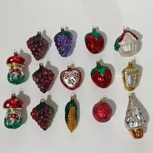 Vintage Mercury Glass Christmas Ornaments Set of 14
